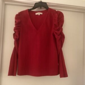 Hot Pink top, textured knit top with accent sleeves.